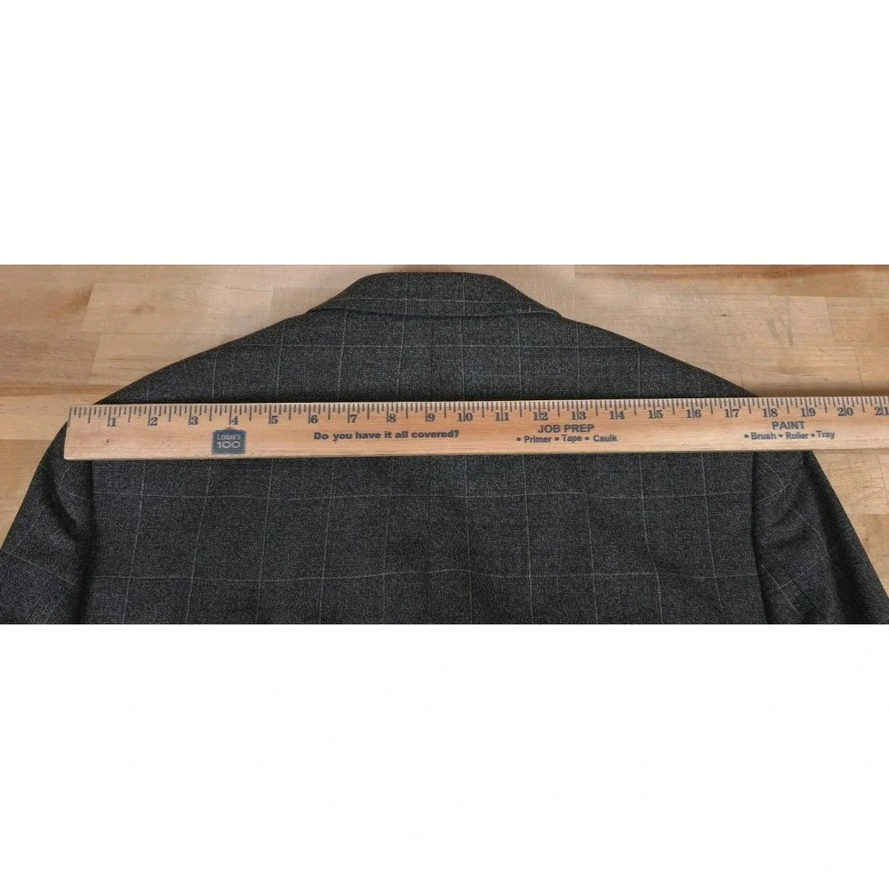 Banana Republic Marzotto Wool Blazer Mens 42R Gray Windowpane Slim Fit Jacket